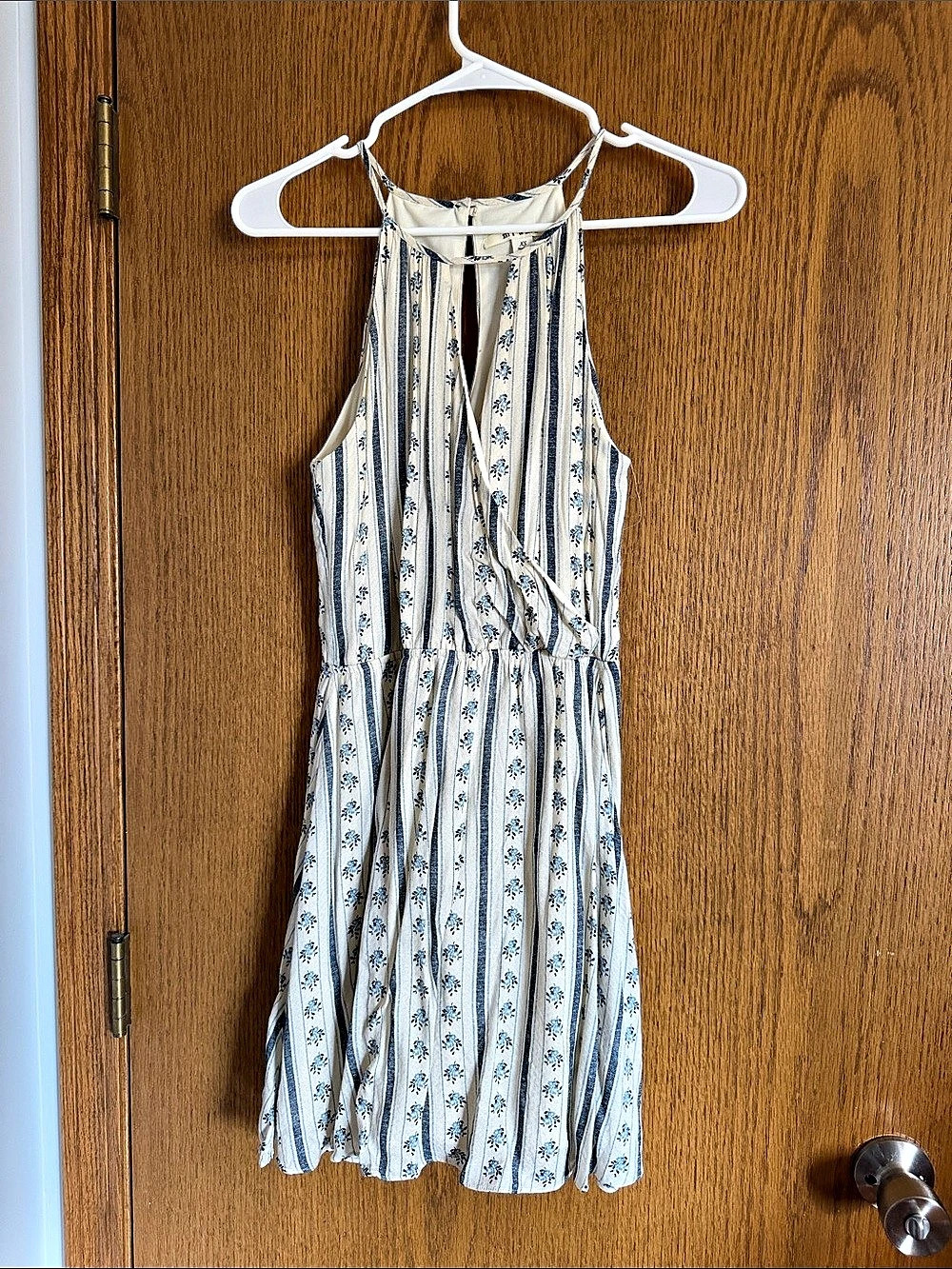 Striped Maxi Dress in White & Blue Like New